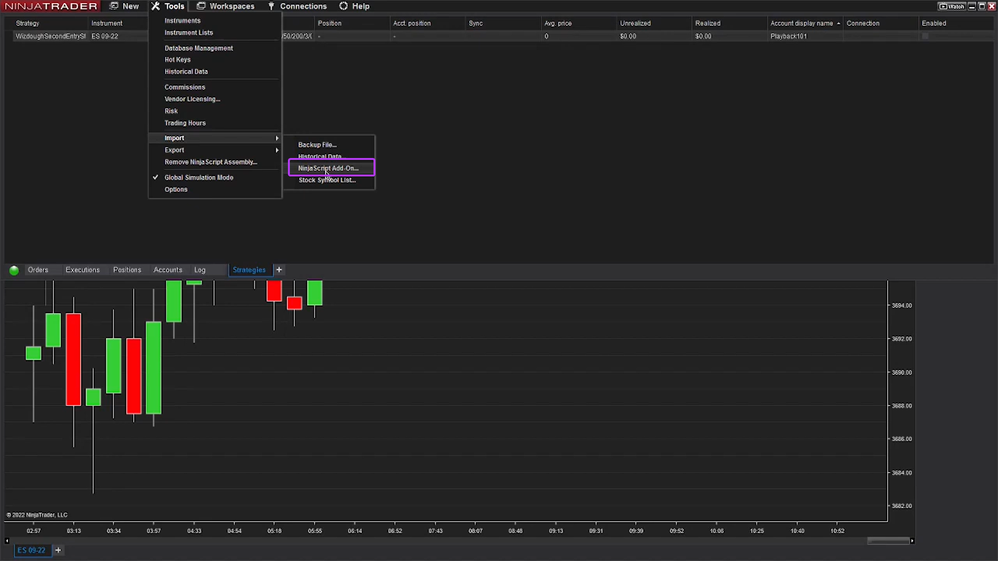 Strategy entry with profit target and stop loss